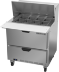 Beverage Air SPED32HC-12M-2 32'' 2 Drawer Counter Height Refrigerated Sandwich / Salad Prep Table with Cutting Top