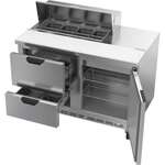 Beverage Air SPED48HC-08-2 48'' 1 Door 2 Drawer Counter Height Refrigerated Sandwich / Salad Prep Table with Standard Top