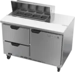 Beverage Air SPED48HC-08-2 48'' 1 Door 2 Drawer Counter Height Refrigerated Sandwich / Salad Prep Table with Standard Top