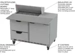 Beverage Air SPED48HC-08C-2 48'' 1 Door 2 Drawer Counter Height Refrigerated Sandwich / Salad Prep Table with Cutting Top