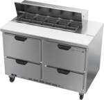 Beverage Air SPED48HC-10-4 48'' 4 Drawer Counter Height Refrigerated Sandwich / Salad Prep Table with Standard Top