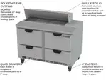 Beverage Air SPED48HC-10-4 48'' 4 Drawer Counter Height Refrigerated Sandwich / Salad Prep Table with Standard Top