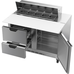 Beverage Air SPED48HC-10C-2 48'' 1 Door 2 Drawer Counter Height Refrigerated Sandwich / Salad Prep Table with Cutting Top