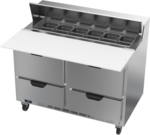 Beverage Air SPED48HC-12C-4 48'' 4 Drawer Counter Height Refrigerated Sandwich / Salad Prep Table with Cutting Top