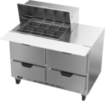 Beverage Air SPED48HC-12M-4 48'' 4 Drawer Counter Height Mega Top Refrigerated Sandwich / Salad Prep Table