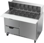 Beverage Air SPED48HC-18M-2 48'' 1 Door 2 Drawer Counter Height Mega Top Refrigerated Sandwich / Salad Prep Table