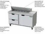 Beverage Air SPED60HC-12-2 60'' 1 Door 2 Drawer Counter Height Refrigerated Sandwich / Salad Prep Table with Standard Top