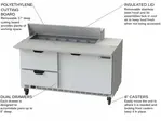 Beverage Air SPED60HC-12C-2 60'' 1 Door 2 Drawer Counter Height Refrigerated Sandwich / Salad Prep Table with Cutting Top