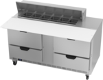 Beverage Air SPED60HC-12C-4 60'' 4 Drawer Counter Height Refrigerated Sandwich / Salad Prep Table with Cutting Top