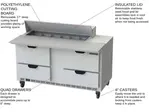 Beverage Air SPED60HC-12C-4 60'' 4 Drawer Counter Height Refrigerated Sandwich / Salad Prep Table with Cutting Top