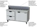 Beverage Air SPED60HC-16-2 60'' 1 Door 2 Drawer Counter Height Refrigerated Sandwich / Salad Prep Table with Standard Top