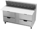 Beverage Air SPED60HC-16C-4 60'' 4 Drawer Counter Height Refrigerated Sandwich / Salad Prep Table with Cutting Top