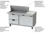 Beverage Air SPED60HC-18M-2 60'' 1 Door 2 Drawer Counter Height Mega Top Refrigerated Sandwich / Salad Prep Table