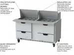 Beverage Air SPED60HC-24M-4 60'' 4 Drawer Counter Height Mega Top Refrigerated Sandwich / Salad Prep Table