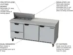 Beverage Air SPED72HC-08-2 72'' 2 Door 2 Drawer Counter Height Refrigerated Sandwich / Salad Prep Table with Standard Top