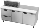 Beverage Air SPED72HC-08-2 72'' 2 Door 2 Drawer Counter Height Refrigerated Sandwich / Salad Prep Table with Standard Top