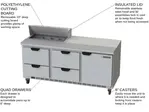 Beverage Air SPED72HC-08-4 72'' 1 Door 4 Drawer Counter Height Refrigerated Sandwich / Salad Prep Table with Standard Top