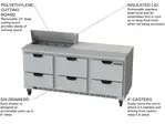 Beverage Air SPED72HC-08-6 72'' 6 Drawer Counter Height Refrigerated Sandwich / Salad Prep Table with Standard Top