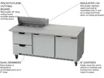 Beverage Air SPED72HC-08C-2 72'' 2 Door 2 Drawer Counter Height Refrigerated Sandwich / Salad Prep Table with Cutting Top