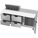 Beverage Air SPED72HC-08C-4 72'' 1 Door 4 Drawer Counter Height Refrigerated Sandwich / Salad Prep Table with Cutting Top