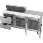 Beverage Air SPED72HC-10-2 72'' 2 Door 2 Drawer Counter Height Refrigerated Sandwich / Salad Prep Table with Standard Top