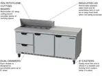 Beverage Air SPED72HC-10-2 72'' 2 Door 2 Drawer Counter Height Refrigerated Sandwich / Salad Prep Table with Standard Top