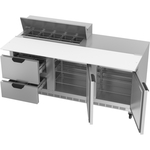 Beverage Air SPED72HC-10C-2 72'' 2 Door 2 Drawer Counter Height Refrigerated Sandwich / Salad Prep Table with Cutting Top