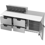Beverage Air SPED72HC-10C-4 72'' 1 Door 4 Drawer Counter Height Refrigerated Sandwich / Salad Prep Table with Cutting Top