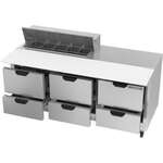 Beverage Air SPED72HC-10C-6 72'' 6 Drawer Counter Height Refrigerated Sandwich / Salad Prep Table with Cutting Top