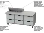 Beverage Air SPED72HC-10C-6 72'' 6 Drawer Counter Height Refrigerated Sandwich / Salad Prep Table with Cutting Top