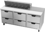 Beverage Air SPED72HC-12-6 72'' 6 Drawer Counter Height Refrigerated Sandwich / Salad Prep Table with Standard Top
