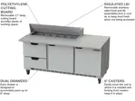 Beverage Air SPED72HC-12C-2 72'' 2 Door 2 Drawer Counter Height Refrigerated Sandwich / Salad Prep Table with Cutting Top