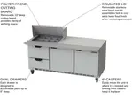Beverage Air SPED72HC-12M-2 72'' 2 Door 2 Drawer Counter Height Mega Top Refrigerated Sandwich / Salad Prep Table