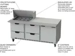 Beverage Air SPED72HC-12M-4 72'' 1 Door 4 Drawer Counter Height Mega Top Refrigerated Sandwich / Salad Prep Table