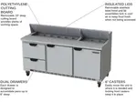 Beverage Air SPED72HC-18-2 72'' 2 Door 2 Drawer Counter Height Refrigerated Sandwich / Salad Prep Table with Standard Top