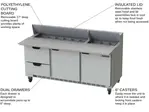 Beverage Air SPED72HC-18C-2 72'' 2 Door 2 Drawer Counter Height Refrigerated Sandwich / Salad Prep Table with Cutting Top