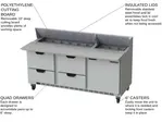 Beverage Air SPED72HC-18C-4 72'' 1 Door 4 Drawer Counter Height Refrigerated Sandwich / Salad Prep Table with Cutting Top