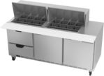 Beverage Air SPED72HC-24M-2 72'' 2 Door 2 Drawer Counter Height Mega Top Refrigerated Sandwich / Salad Prep Table