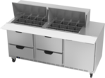 Beverage Air SPED72HC-24M-4 72'' 1 Door 4 Drawer Counter Height Mega Top Refrigerated Sandwich / Salad Prep Table