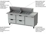 Beverage Air SPED72HC-24M-4 72'' 1 Door 4 Drawer Counter Height Mega Top Refrigerated Sandwich / Salad Prep Table