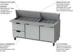 Beverage Air SPED72HC-30M-2 72'' 2 Door 2 Drawer Counter Height Mega Top Refrigerated Sandwich / Salad Prep Table