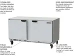 Beverage Air UCF60AHC 60'' 2 Section Undercounter Freezer with 2 Left/Right Hinged Solid Doors and Front Breathing Compressor