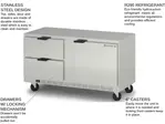 Beverage Air UCFD60AHC-2 60'' 2 Section Undercounter Freezer with 1 Right Hinged Solid Door 2 Drawers and Front Breathing Compressor