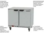 Beverage Air UCR36AHC 36'' 2 Section Undercounter Refrigerator with 2 Left/Right Hinged Solid Doors and Front Breathing Compressor