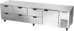 Beverage Air UCRD119AHC-6 119'' 4 Section Undercounter Refrigerator with 1 Right Hinged Solid Door 6 Drawers and Side / Rear Breathing Compressor