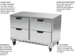 Beverage Air UCRD48AHC-4 48'' 2 Section Undercounter Refrigerator with 4 Drawers and Front Breathing Compressor
