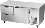 Beverage Air UCRD67AHC-2 67'' 2 Section Undercounter Refrigerator with 1 Right Hinged Solid Door 2 Drawers and Side / Rear Breathing Compressor