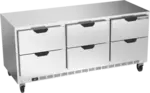Beverage Air UCRD72AHC-6 72'' 3 Section Undercounter Refrigerator with 6 Drawers and Front Breathing Compressor
