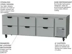 Beverage Air UCRD93AHC-6 93'' 3 Section Undercounter Refrigerator with 6 Drawers and Side / Rear Breathing Compressor