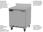 Beverage Air WTF27AHC 27'' 1 Door Counter Height Worktop Freezer with Side / Rear Breathing Compressor - 6.13 cu. ft.